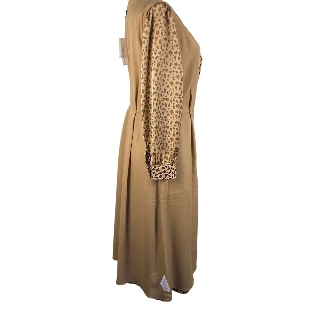 J Crew Button Down A Line Midi Dress in Leopard Print - Picture 9 of 11